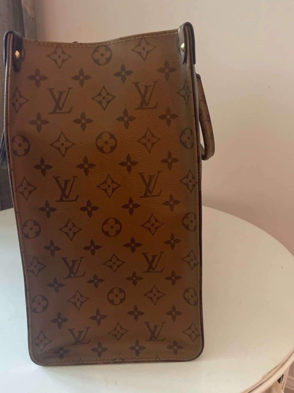 Louis Vuitton Monogram Reversible Tote in Brown with Red Interior - Picture 3 of 8